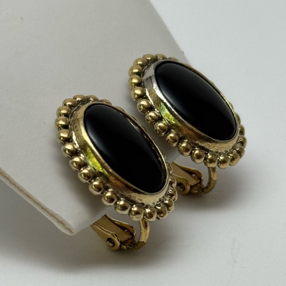Napier Black and Gold post Earrings